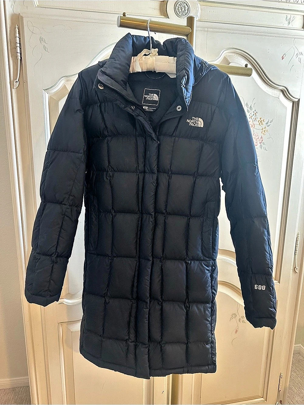 Women’s North Face 600 Fill Power Down Puffer Long Coat Black Small